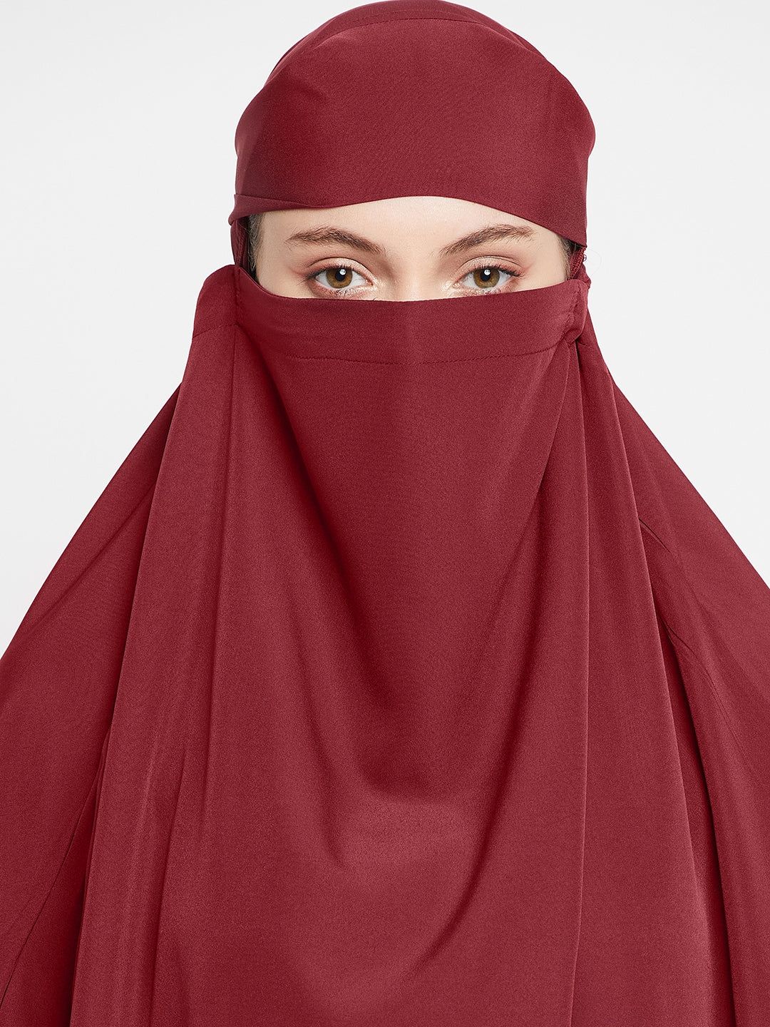 Maroon Free Size Adjustable Nosepiece Jilbab Abaya for Girls and Women
