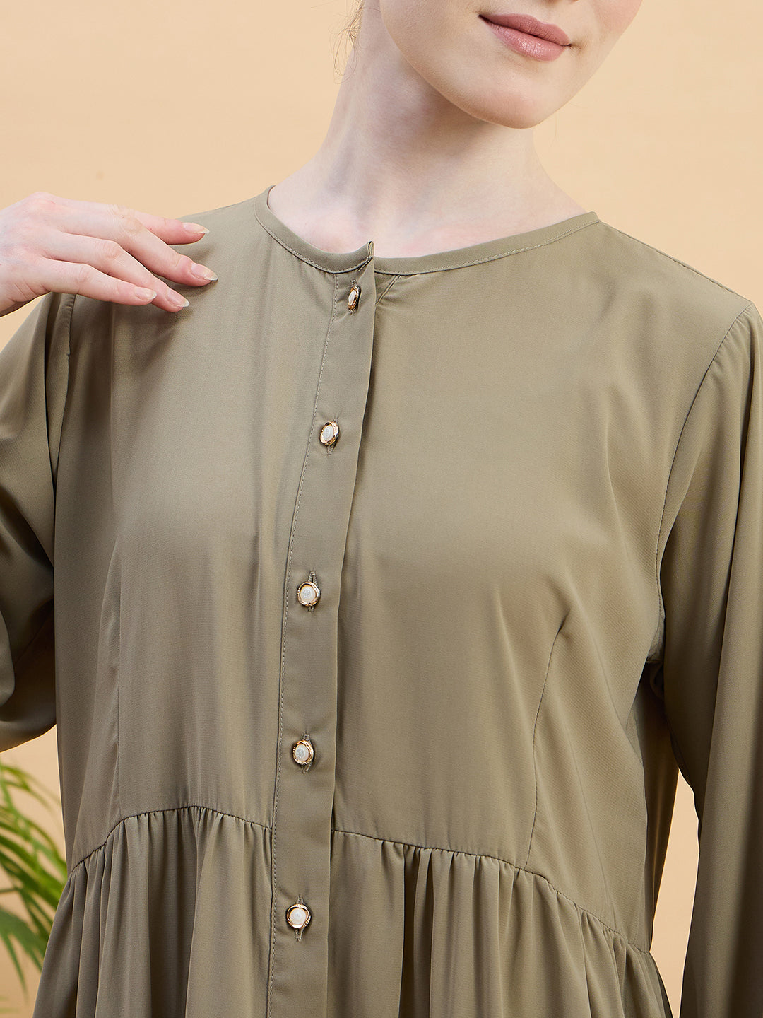 Women’s Beige Abaya Burqa with Matching Hijab