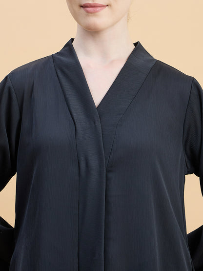 Olive Black Front Open Dubai Abaya Burqa with Matching Hijab