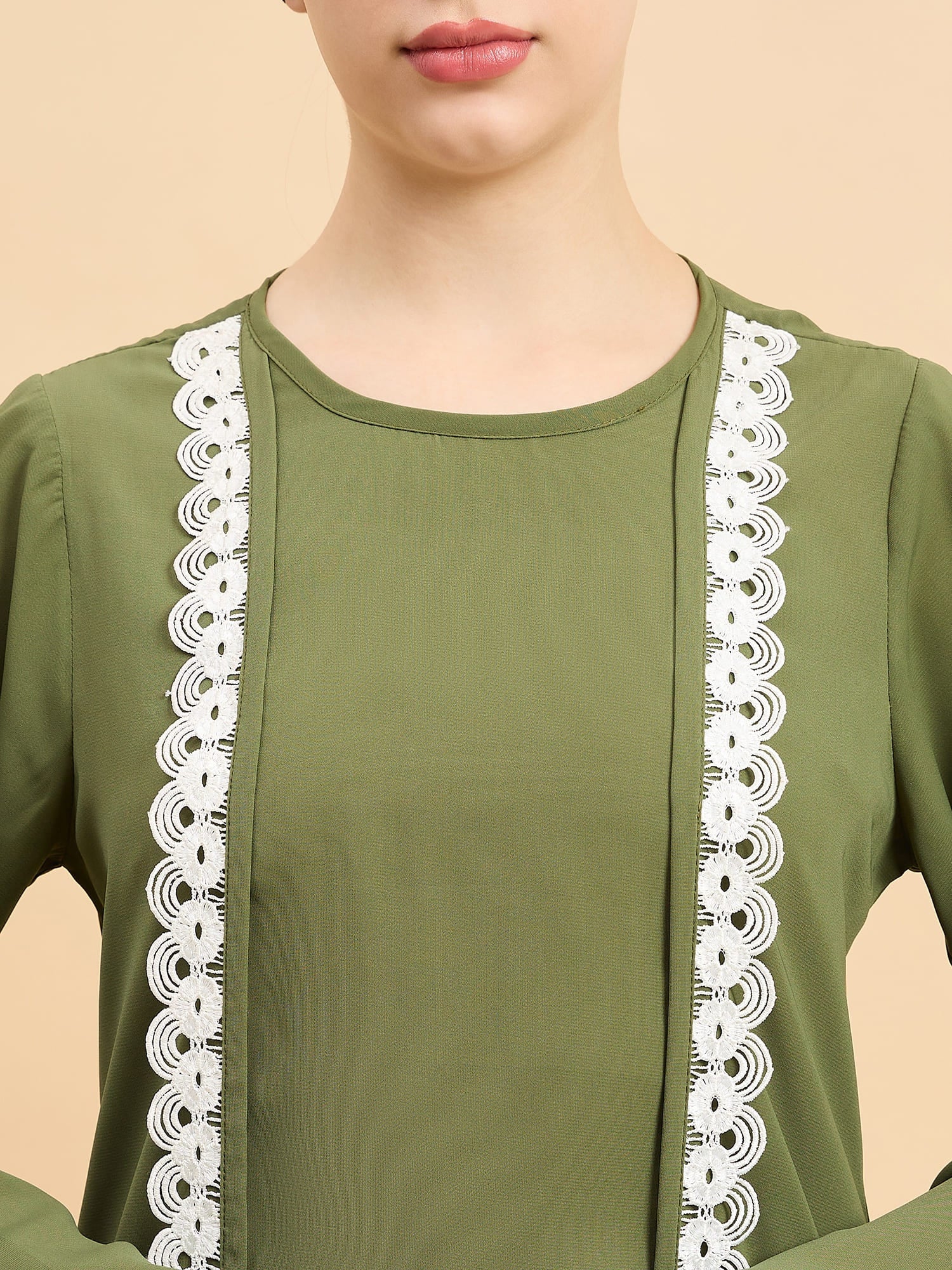 Modest Lace Abaya Burqa with White Georgette Hijab for Women