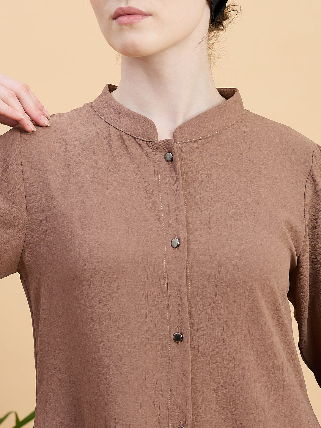 Rust Front Open Co-ord Set for Women with Matching Hijab