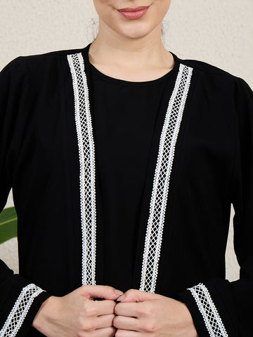 2 Piece Black Shrug Set Abaya with Black Hijab