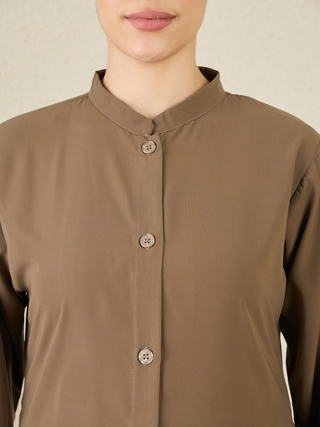 Nabia Oat (Khaki) Solid Co-ord Set for Women