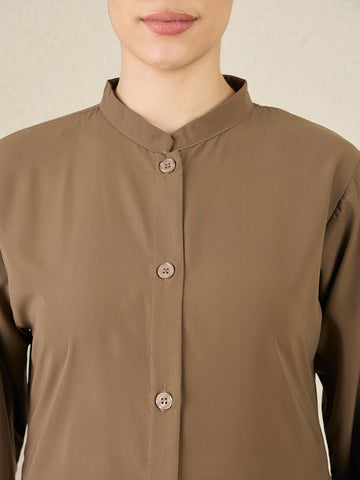 Nabia Oat (Khaki) Solid Co-ord Set for Women