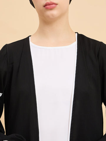 2 Piece Modest Luxury Shrug Abaya with White Georgette Hijab