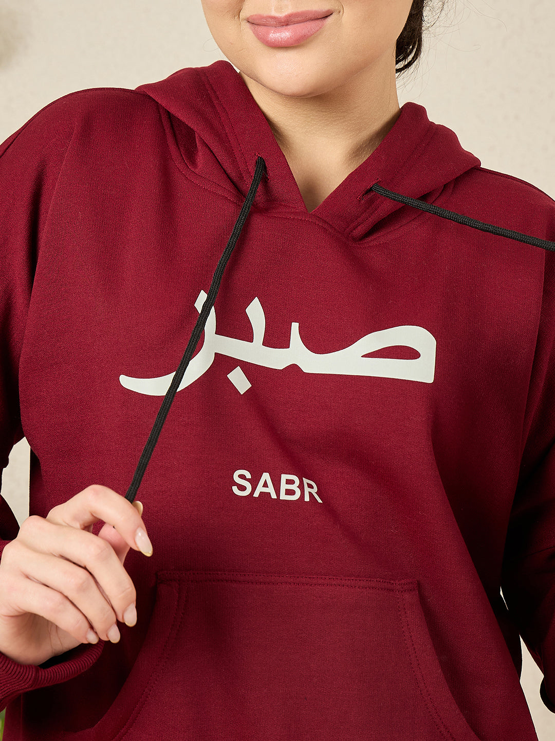 Women's Modest Maroon Fleece Sabr Winter Hoodie