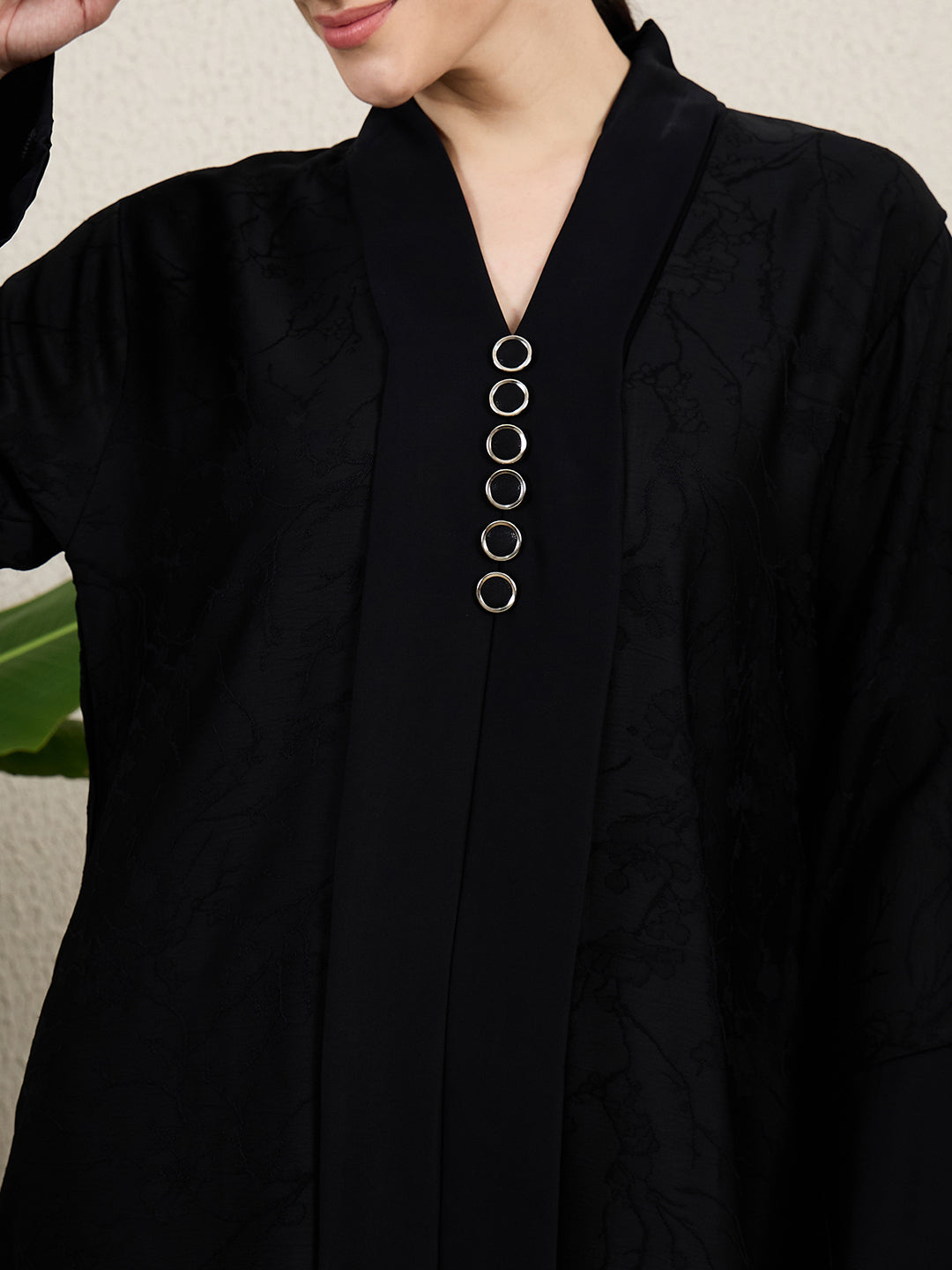 Black Abaya Button Detail Burqa for women with black hijab