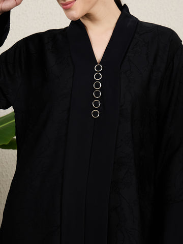 Black Abaya Button Detail Burqa for women with black hijab