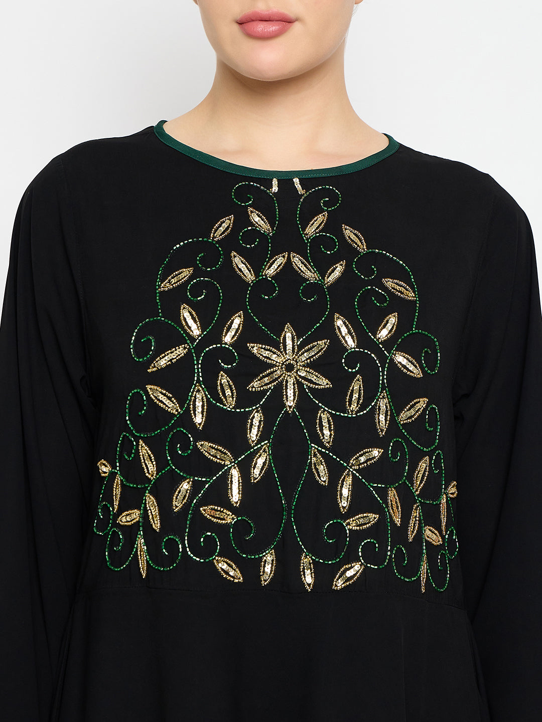 Handwork Detailing Luxury Abaya with Black Hijab