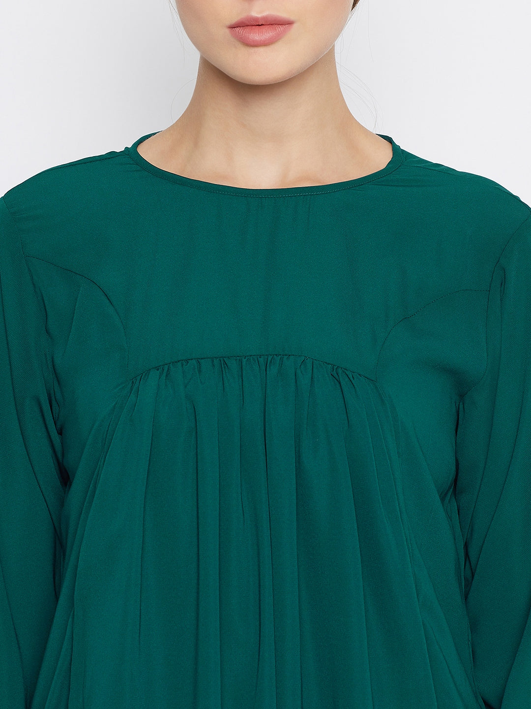 Bottle Green Embroidery Abaya with Georgette Scarf