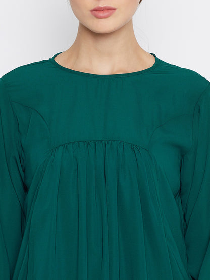 Bottle Green Embroidery Abaya with Georgette Scarf