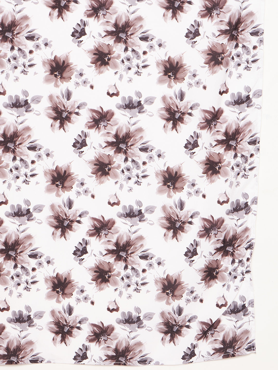 Nabia White and Brown Floral Printed Ragular Use Women’s Scarf