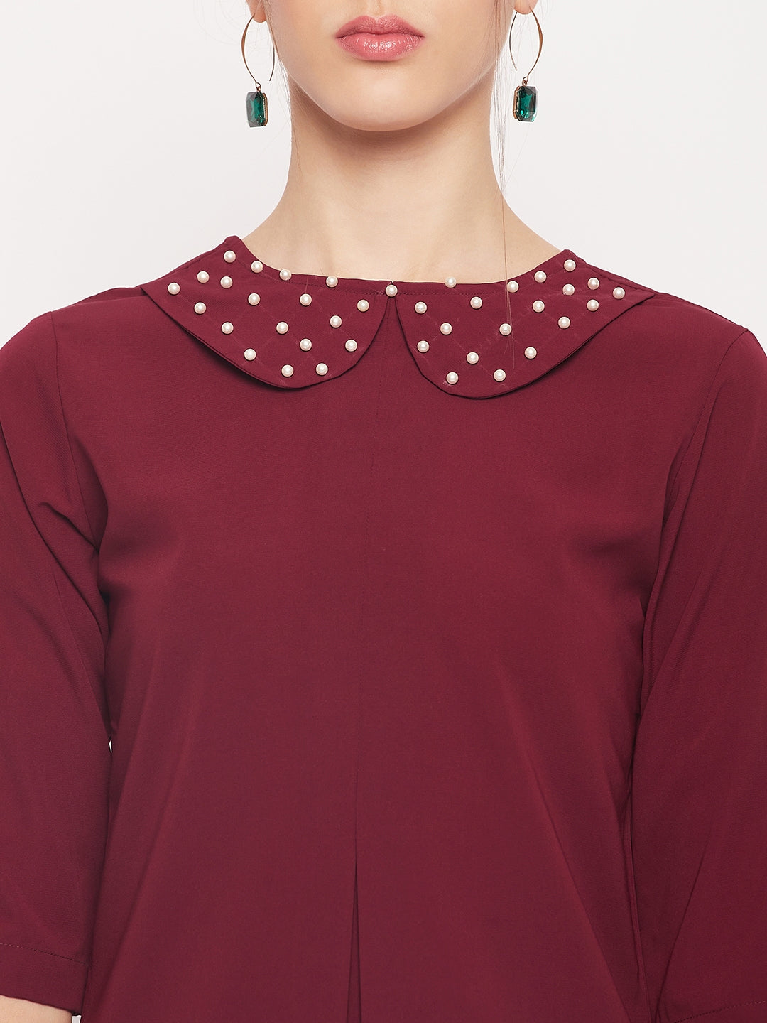 Nabia Women Maroon Solid Co-Ord Set