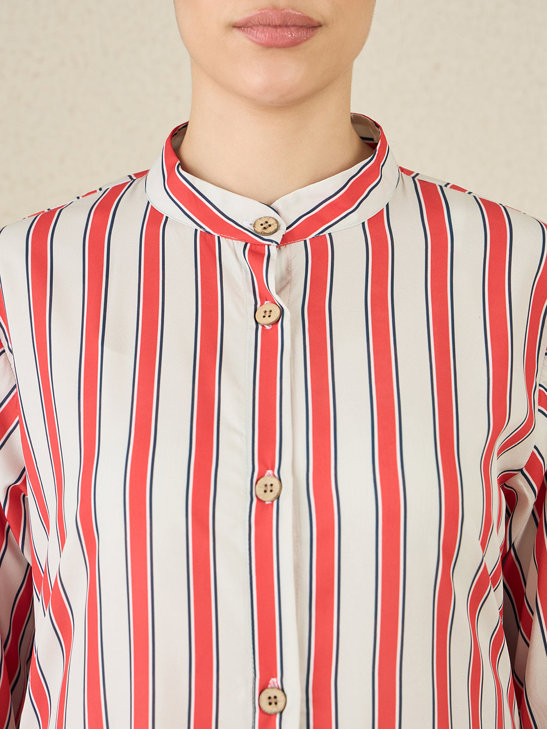 Front Open Striped Printed Abaya with Black Georgette Scarf