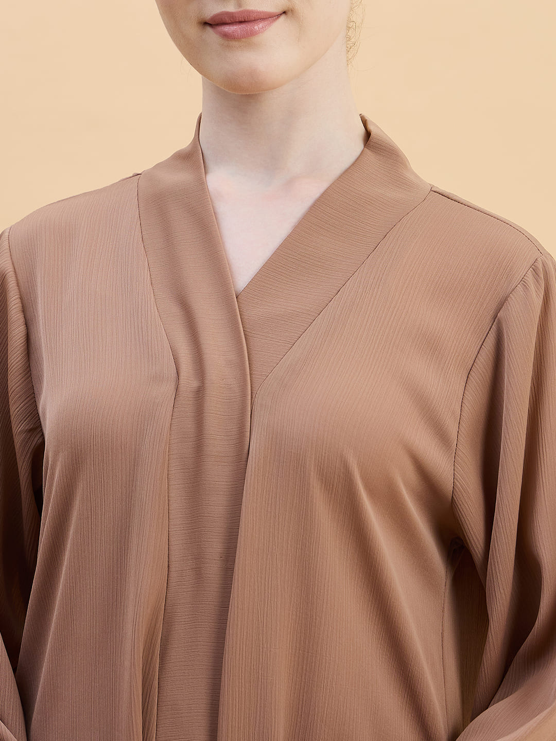 Beige Front Open Dubai Abaya Burqa with Matching Hijab