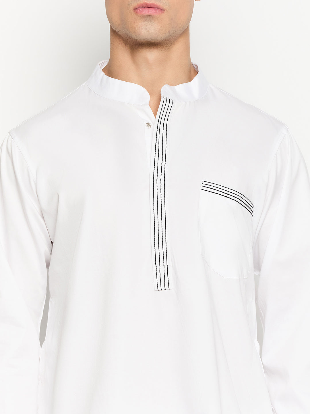 Cotton White Kurta Pajama Set For Men