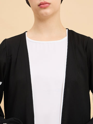 Modest Luxury Handworked Abaya with White Georgette Hijab