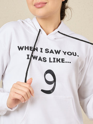 Women's Modest Wow White Fleece Winter Hoodie