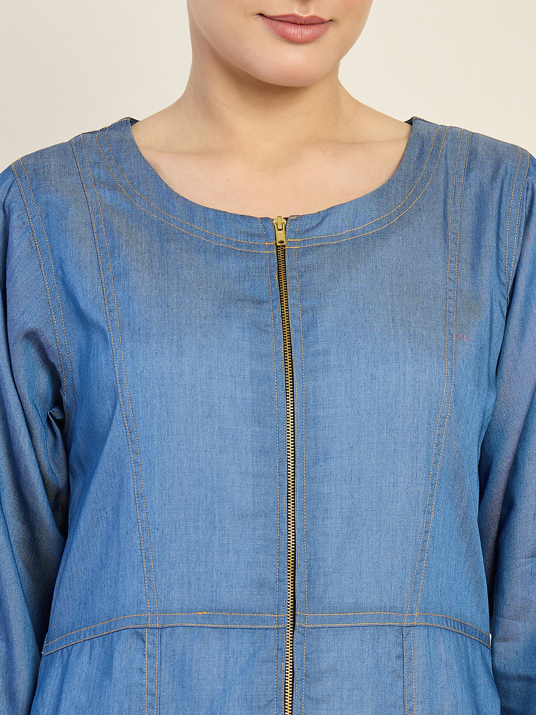 Nabia Denim Abaya With Black Georgette Hijab