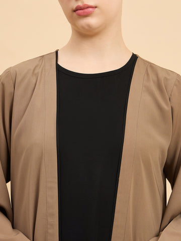 2 Piece Shrug Abaya Set with Black Hijab For Women
