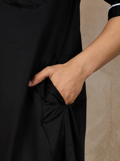 Nabia Half Sleeves Black Jubba/Thobe