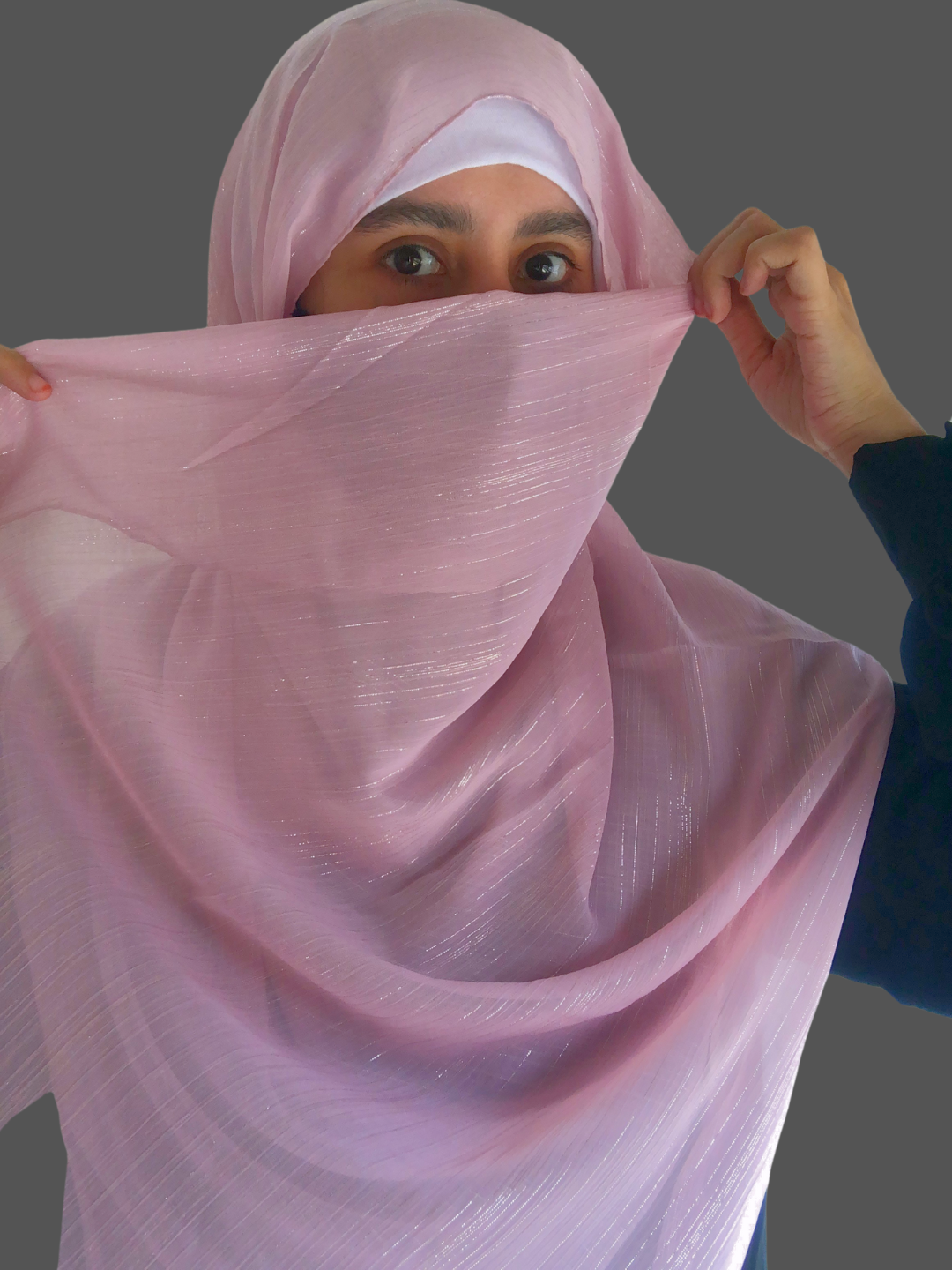 Nabia Baby Pink Chiffon Metallic Shimmer Hijab