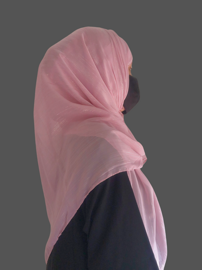 Nabia Baby Pink Chiffon Metallic Shimmer Hijab