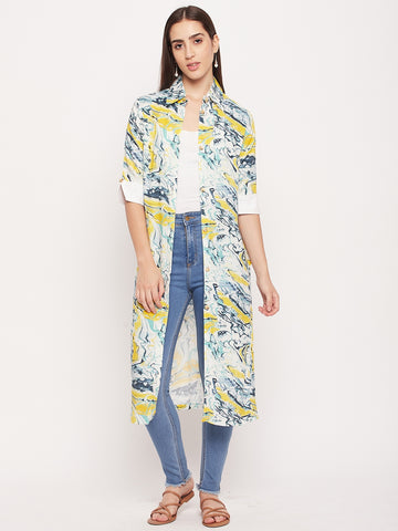 Nabia Women Front Open Multi Colour Printed kurta