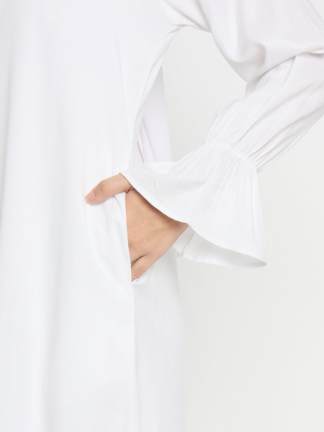 Rayon White Abaya Burqa with Black Georgette Hijab