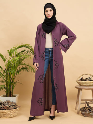 Modest Handworked Front Open Luxury Abaya Burqa with Hijab
