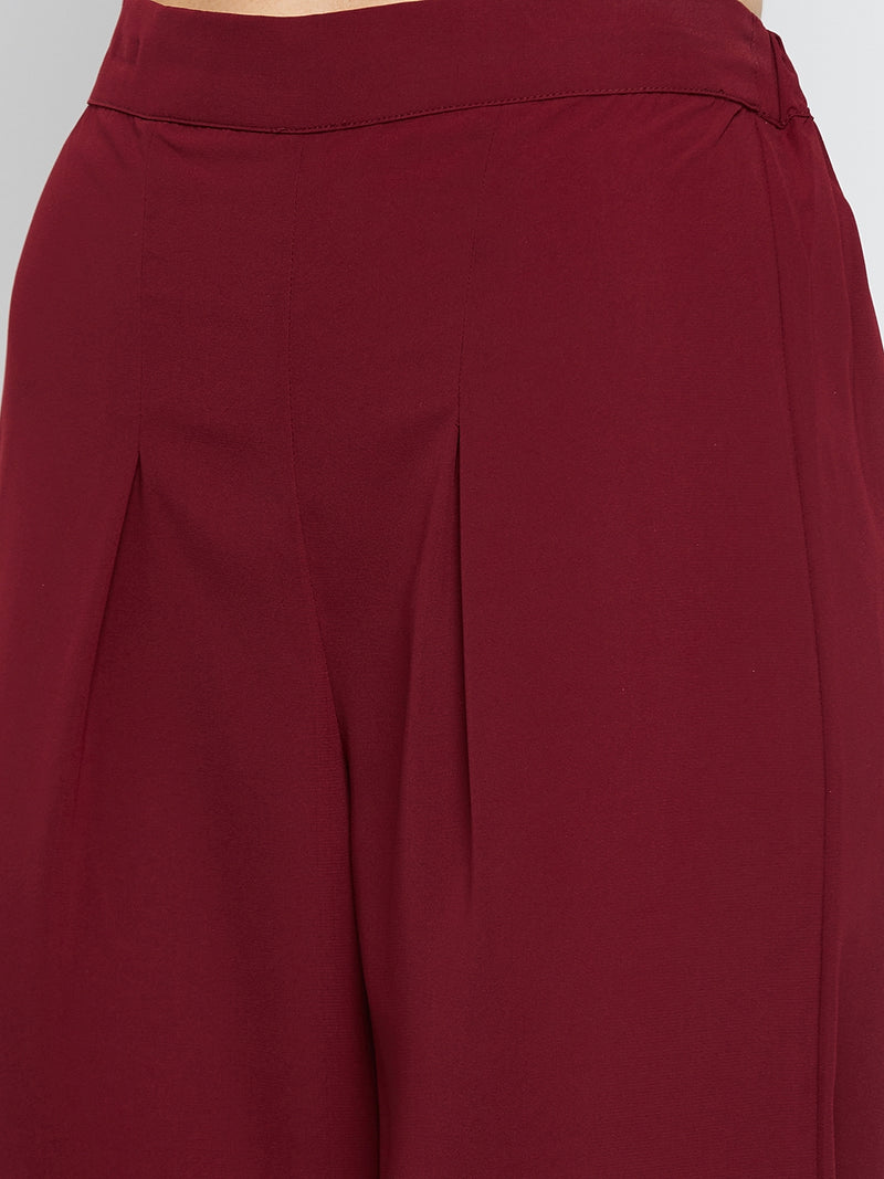 Nabia Women Maroon Solid Co-Ord Set