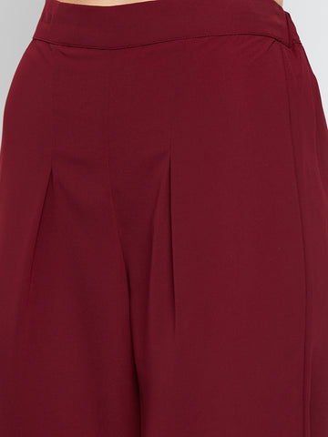 Nabia Women Maroon Solid Co-Ord Set
