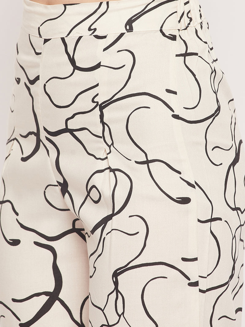 Nabia Women White & Black Printed Co-Ord Set