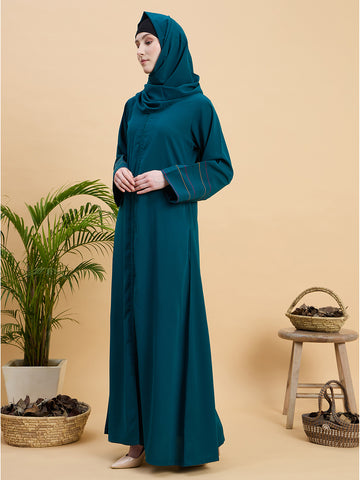 Women’s Solid Green Abaya Burqa with Matching Hijab