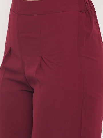 Nabia Women Maroon Solid Co-Ord Set