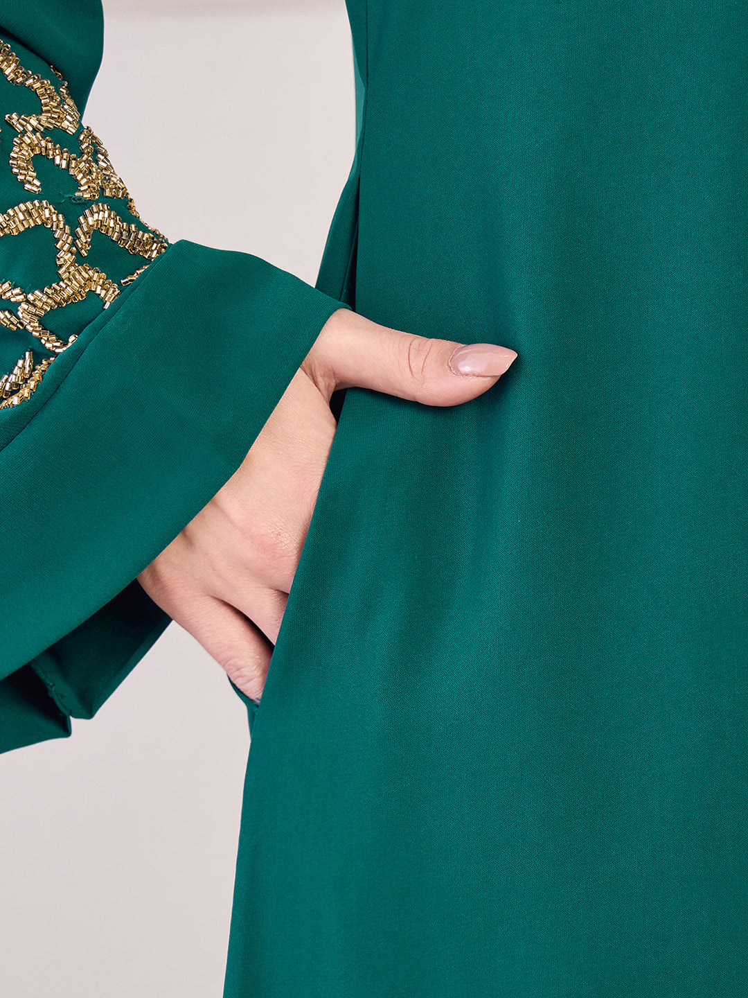 Nabia Green Handwork Luxury Abaya with Matching Hijab