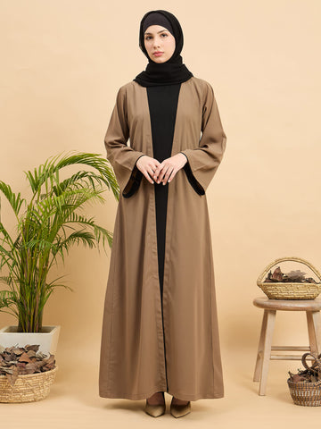 2 Piece Shrug Abaya Set with Black Hijab For Women