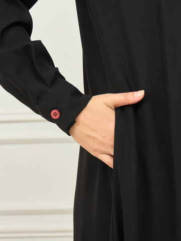 Nabia Front Open Embroidery Abaya with Matching Georgette Hijab