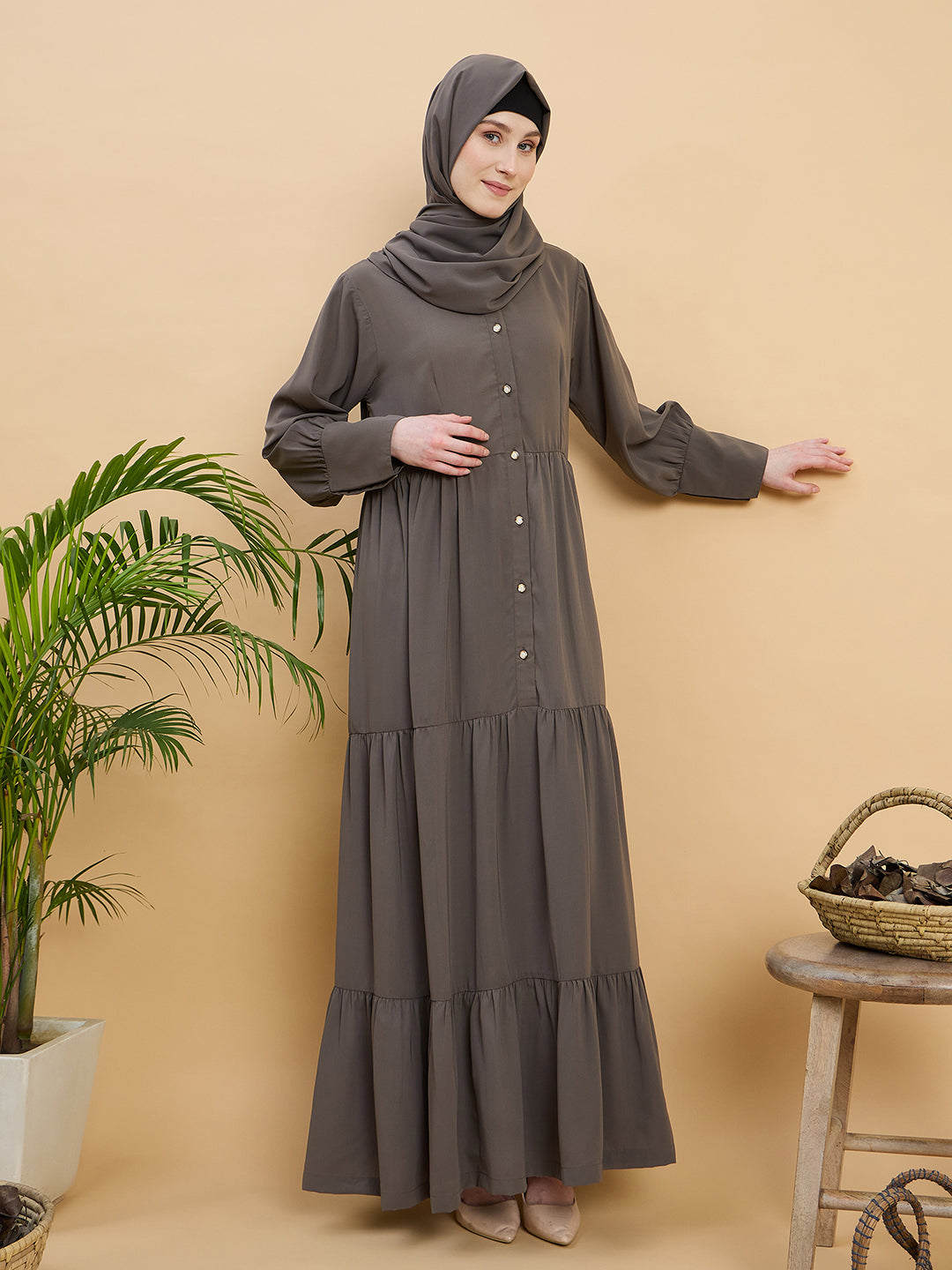 Women's Grey Abaya Burqa with Matching Hijab Nabia Women's Grey Abaya Burqa with Matching Hijab Nabia