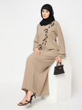 Nabia Beige Luxury Abaya with Hand Work Detailing