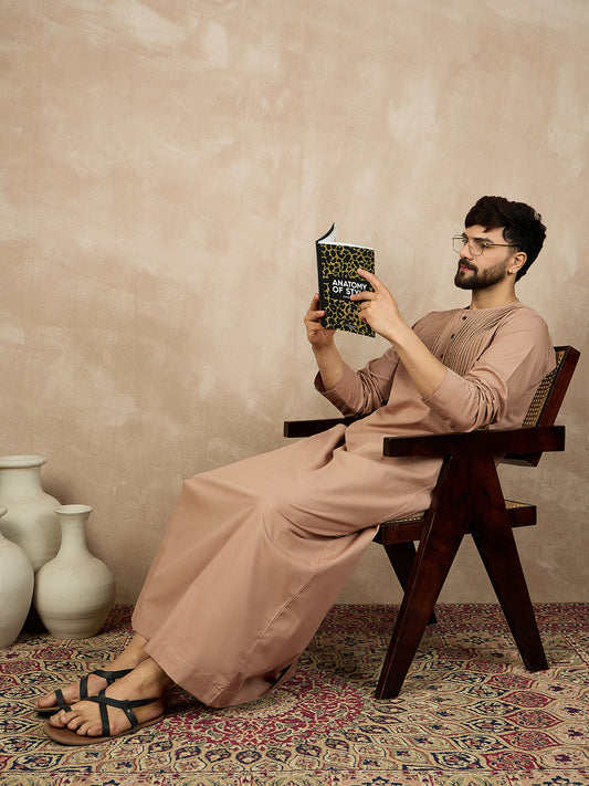 Beige Cotton Jubba/Thobe For Men