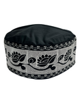 Black Cotton Embroidered Prayer Kufi Cap
