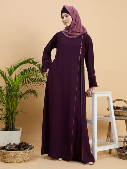 Purple Modest Solid Abaya Burqa with Hijab for Women