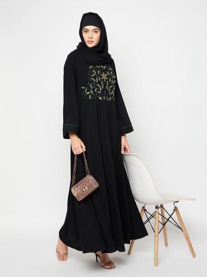 Handwork Detailing Luxury Abaya with Black Hijab