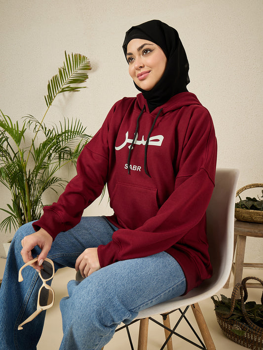 Women's Modest Maroon Fleece Sabr Winter Hoodie