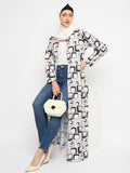 Multi-Colour Front Open Abaya with Black Georgette Scarf