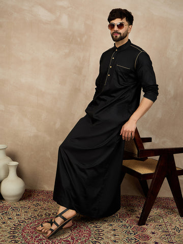 Nabia Black Mandarin Collar Men's Jubba/Thobe