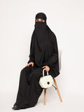 Nabia Black Solid Free Size Adjustable Nosepiece Jilbab Abaya for Girls and Women