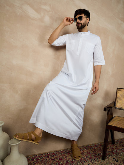 Nabia Half Sleeves White Jubba/Thobe