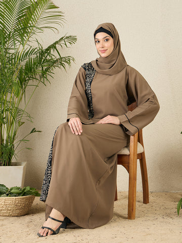Embroidered Abaya Dress for Women with matching scarf